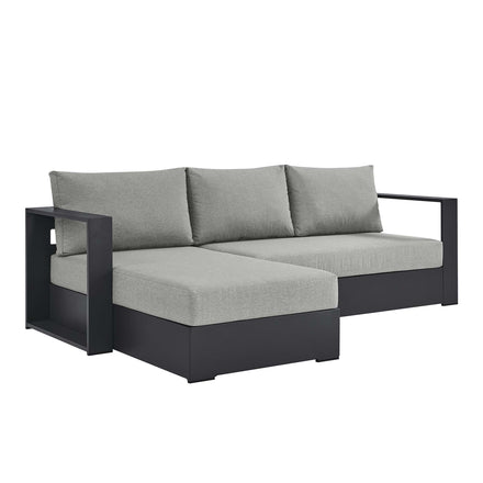Tahoe 2-Piece Outdoor Patio Powder-Coated Aluminum Left-Facing Chaise Sectional Sofa Set in Gray Gray