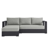 Aspen 2-Piece Outdoor Patio Powder-Coated Aluminum Left-Facing Chaise Sectional Sofa Set in Gray Gray