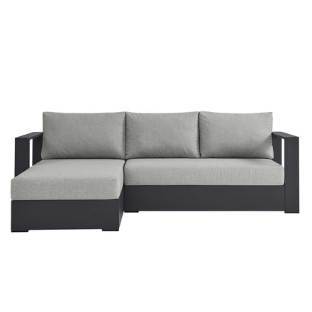 Tahoe 2-Piece Outdoor Patio Powder-Coated Aluminum Left-Facing Chaise Sectional Sofa Set in Gray Gray