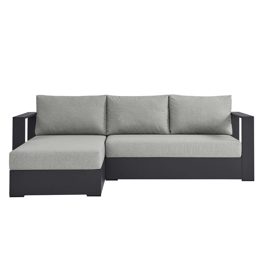 Aspen 2-Piece Outdoor Patio Powder-Coated Aluminum Left-Facing Chaise Sectional Sofa Set in Gray Gray