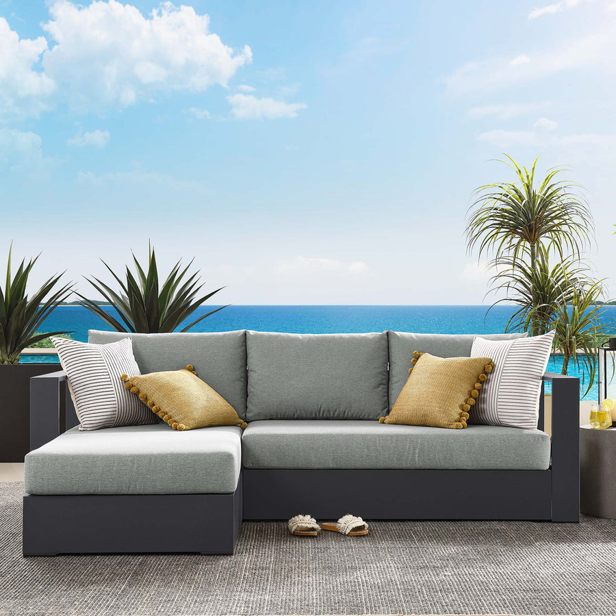 Aspen 2-Piece Outdoor Patio Powder-Coated Aluminum Left-Facing Chaise Sectional Sofa Set in Gray Gray