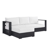 Aspen 2-Piece Outdoor Patio Powder-Coated Aluminum Left-Facing Chaise Sectional Sofa Set in Gray White
