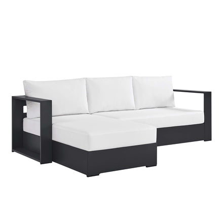 Tahoe 2-Piece Outdoor Patio Powder-Coated Aluminum Left-Facing Chaise Sectional Sofa Set in Gray White
