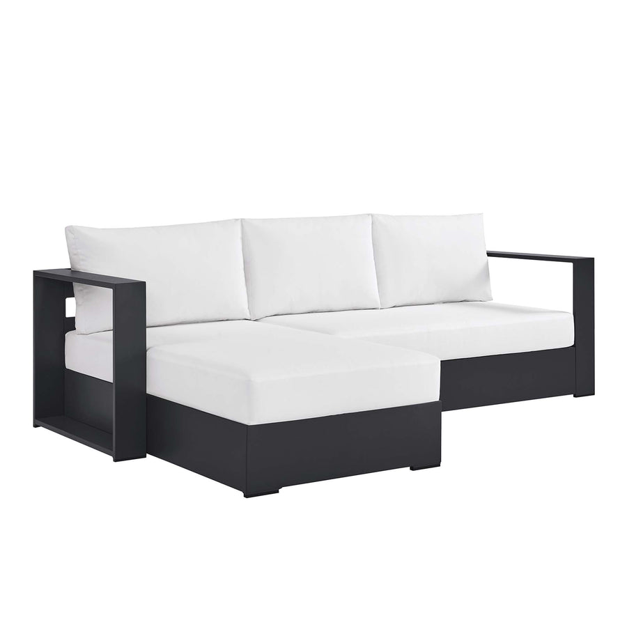 Aspen 2-Piece Outdoor Patio Powder-Coated Aluminum Left-Facing Chaise Sectional Sofa Set in Gray White
