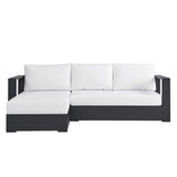 Aspen 2-Piece Outdoor Patio Powder-Coated Aluminum Left-Facing Chaise Sectional Sofa Set in Gray White