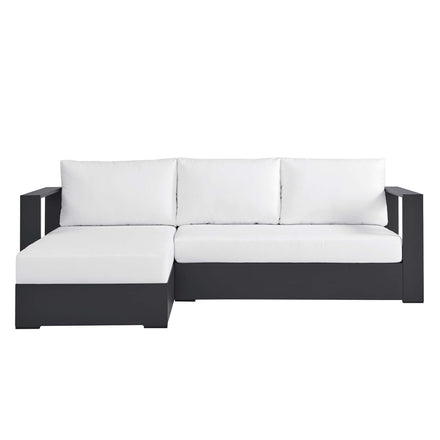 Tahoe 2-Piece Outdoor Patio Powder-Coated Aluminum Left-Facing Chaise Sectional Sofa Set in Gray White