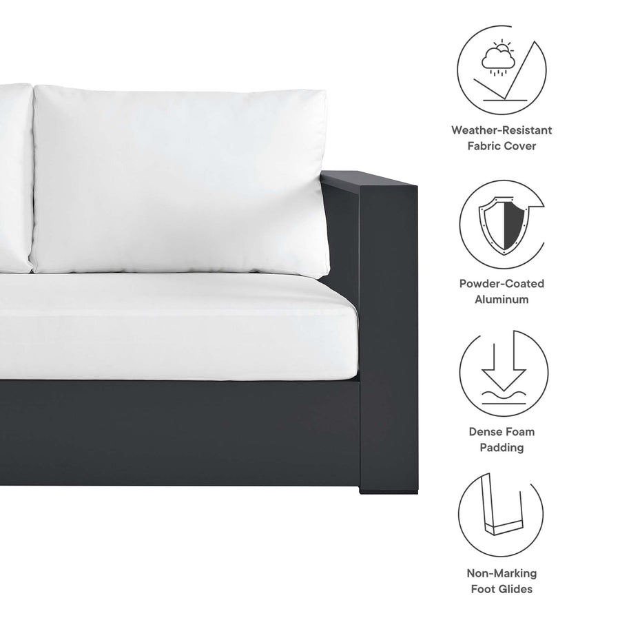 Aspen 2-Piece Outdoor Patio Powder-Coated Aluminum Left-Facing Chaise Sectional Sofa Set in Gray White
