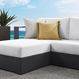 Aspen 2-Piece Outdoor Patio Powder-Coated Aluminum Left-Facing Chaise Sectional Sofa Set in Gray White
