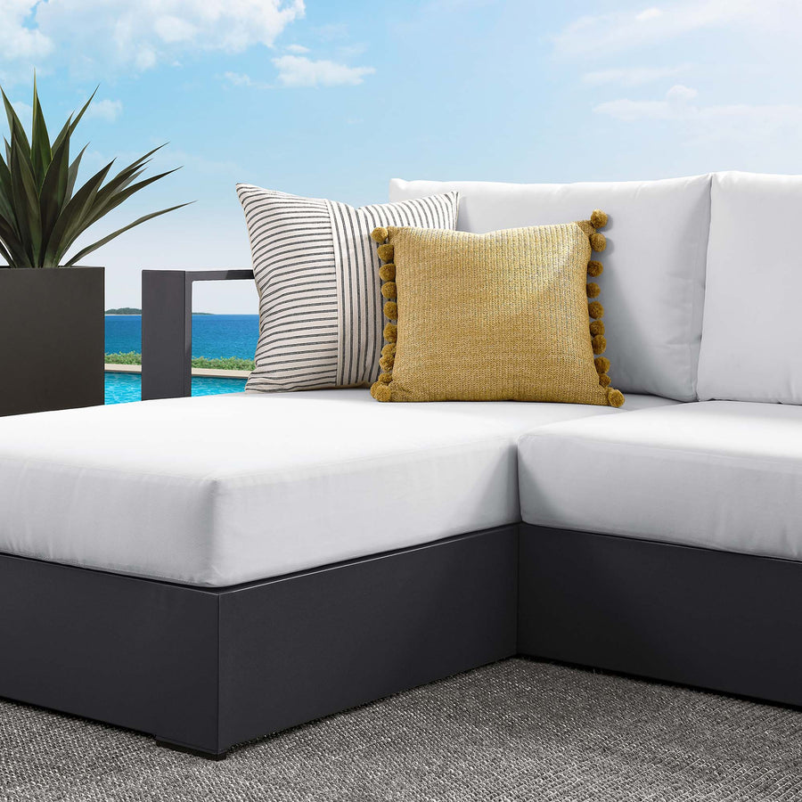 Aspen 2-Piece Outdoor Patio Powder-Coated Aluminum Left-Facing Chaise Sectional Sofa Set in Gray White