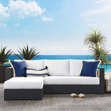 Aspen 2-Piece Outdoor Patio Powder-Coated Aluminum Left-Facing Chaise Sectional Sofa Set in Gray White