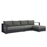 Aspen 3-Piece Outdoor Patio Powder-Coated Aluminum Right-Facing Chaise Sectional Sofa Set in Gray Charcoal