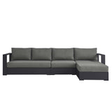 Aspen 3-Piece Outdoor Patio Powder-Coated Aluminum Right-Facing Chaise Sectional Sofa Set in Gray Charcoal