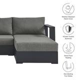 Aspen 3-Piece Outdoor Patio Powder-Coated Aluminum Right-Facing Chaise Sectional Sofa Set in Gray Charcoal