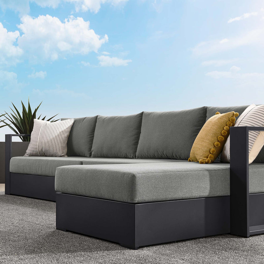 Aspen 3-Piece Outdoor Patio Powder-Coated Aluminum Right-Facing Chaise Sectional Sofa Set in Gray Charcoal