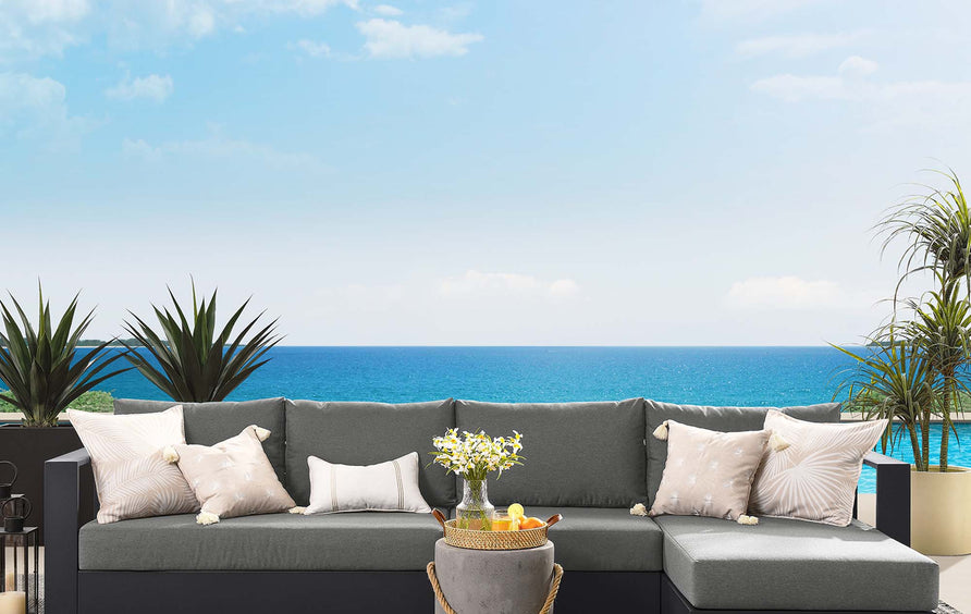 Aspen 3-Piece Outdoor Patio Powder-Coated Aluminum Right-Facing Chaise Sectional Sofa Set in Gray Charcoal