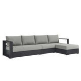 Aspen 3-Piece Outdoor Patio Powder-Coated Aluminum Right-Facing Chaise Sectional Sofa Set in Gray Gray