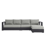 Aspen 3-Piece Outdoor Patio Powder-Coated Aluminum Right-Facing Chaise Sectional Sofa Set in Gray Gray