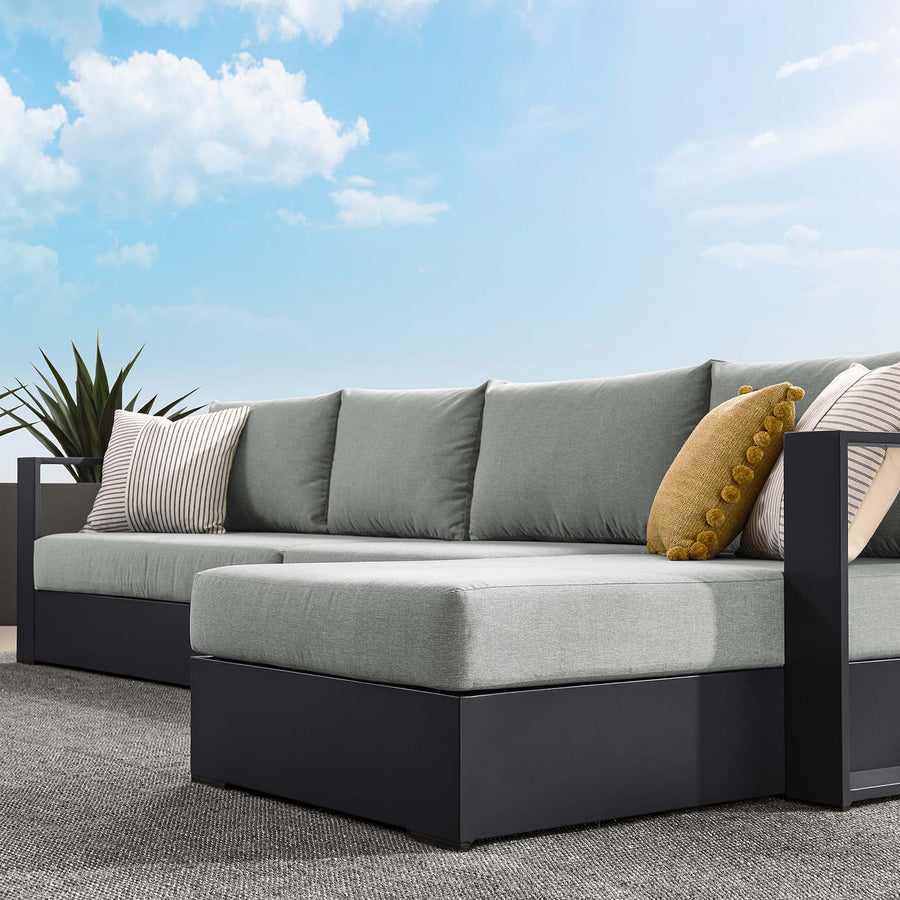 Aspen 3-Piece Outdoor Patio Powder-Coated Aluminum Right-Facing Chaise Sectional Sofa Set in Gray Gray