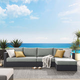 Aspen 3-Piece Outdoor Patio Powder-Coated Aluminum Right-Facing Chaise Sectional Sofa Set in Gray Gray