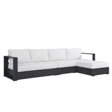 Aspen 3-Piece Outdoor Patio Powder-Coated Aluminum Right-Facing Chaise Sectional Sofa Set in Gray White