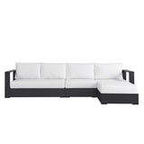 Aspen 3-Piece Outdoor Patio Powder-Coated Aluminum Right-Facing Chaise Sectional Sofa Set in Gray White