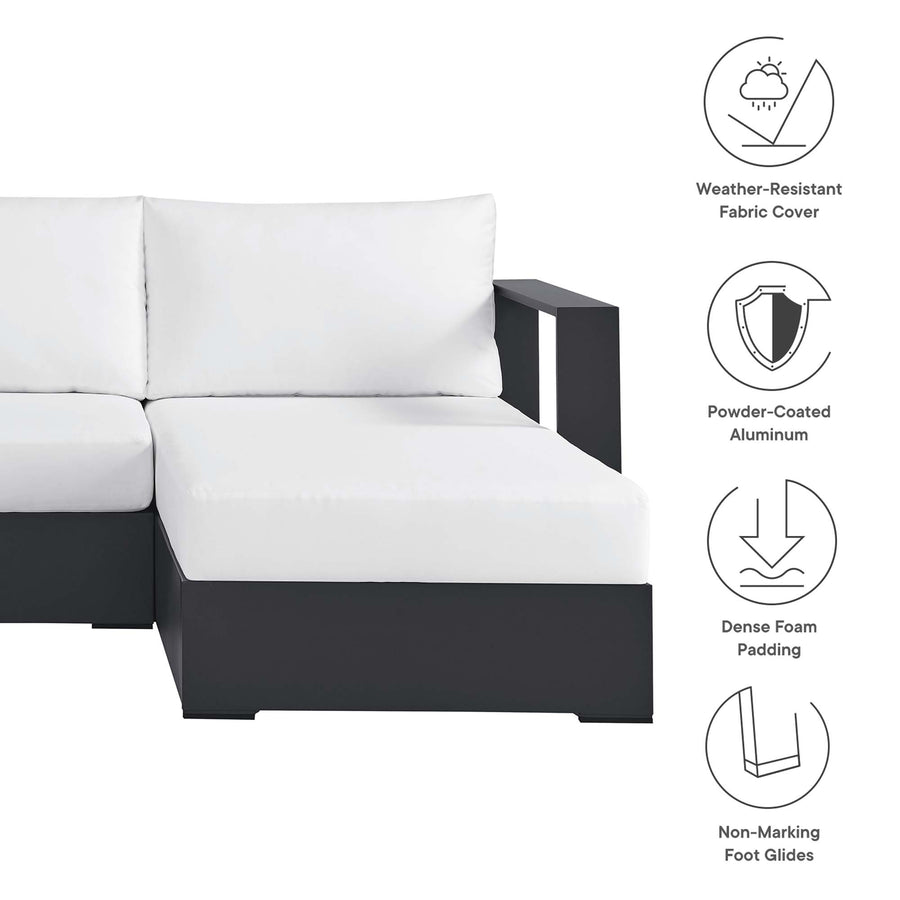 Aspen 3-Piece Outdoor Patio Powder-Coated Aluminum Right-Facing Chaise Sectional Sofa Set in Gray White