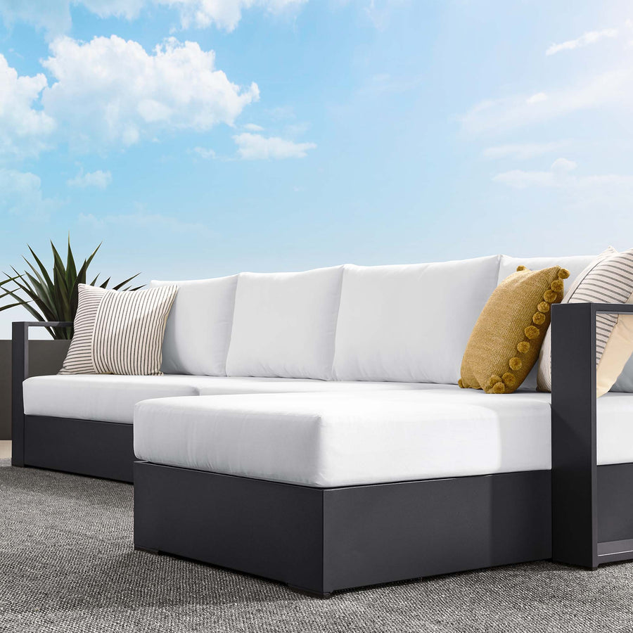 Aspen 3-Piece Outdoor Patio Powder-Coated Aluminum Right-Facing Chaise Sectional Sofa Set in Gray White