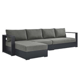 Aspen 3-Piece Outdoor Patio Powder-Coated Aluminum Left-Facing Chaise Sectional Sofa Set in Gray Charcoal