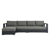 Aspen 3-Piece Outdoor Patio Powder-Coated Aluminum Left-Facing Chaise Sectional Sofa Set in Gray Charcoal