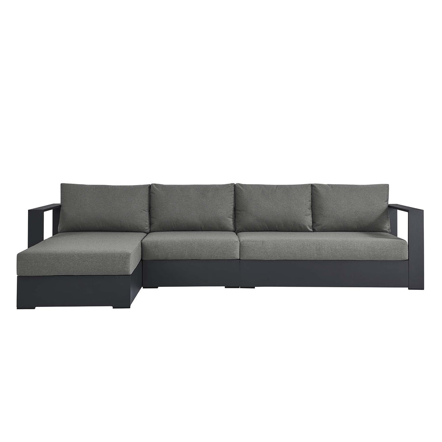 Aspen 3-Piece Outdoor Patio Powder-Coated Aluminum Left-Facing Chaise Sectional Sofa Set in Gray Charcoal
