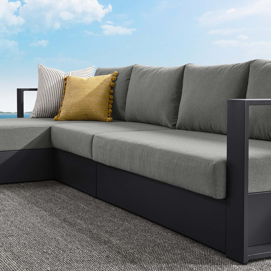 Aspen 3-Piece Outdoor Patio Powder-Coated Aluminum Left-Facing Chaise Sectional Sofa Set in Gray Charcoal