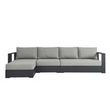 Aspen 3-Piece Outdoor Patio Powder-Coated Aluminum Left-Facing Chaise Sectional Sofa Set in Gray Gray