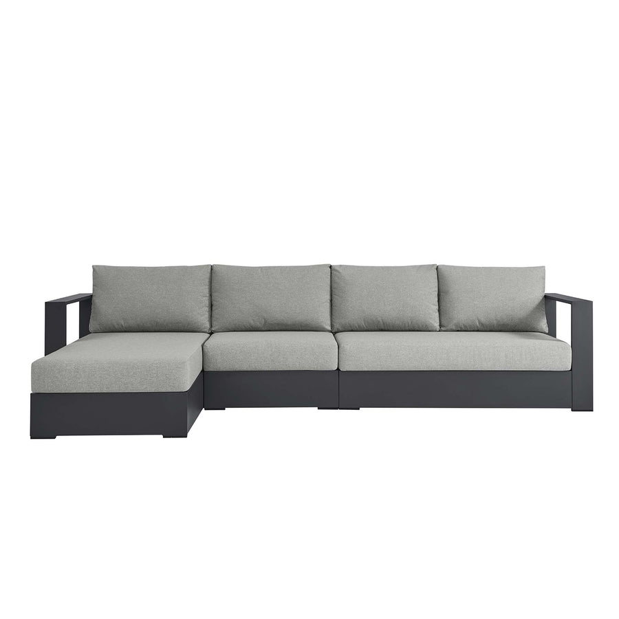 Aspen 3-Piece Outdoor Patio Powder-Coated Aluminum Left-Facing Chaise Sectional Sofa Set in Gray Gray