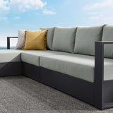 Aspen 3-Piece Outdoor Patio Powder-Coated Aluminum Left-Facing Chaise Sectional Sofa Set in Gray Gray