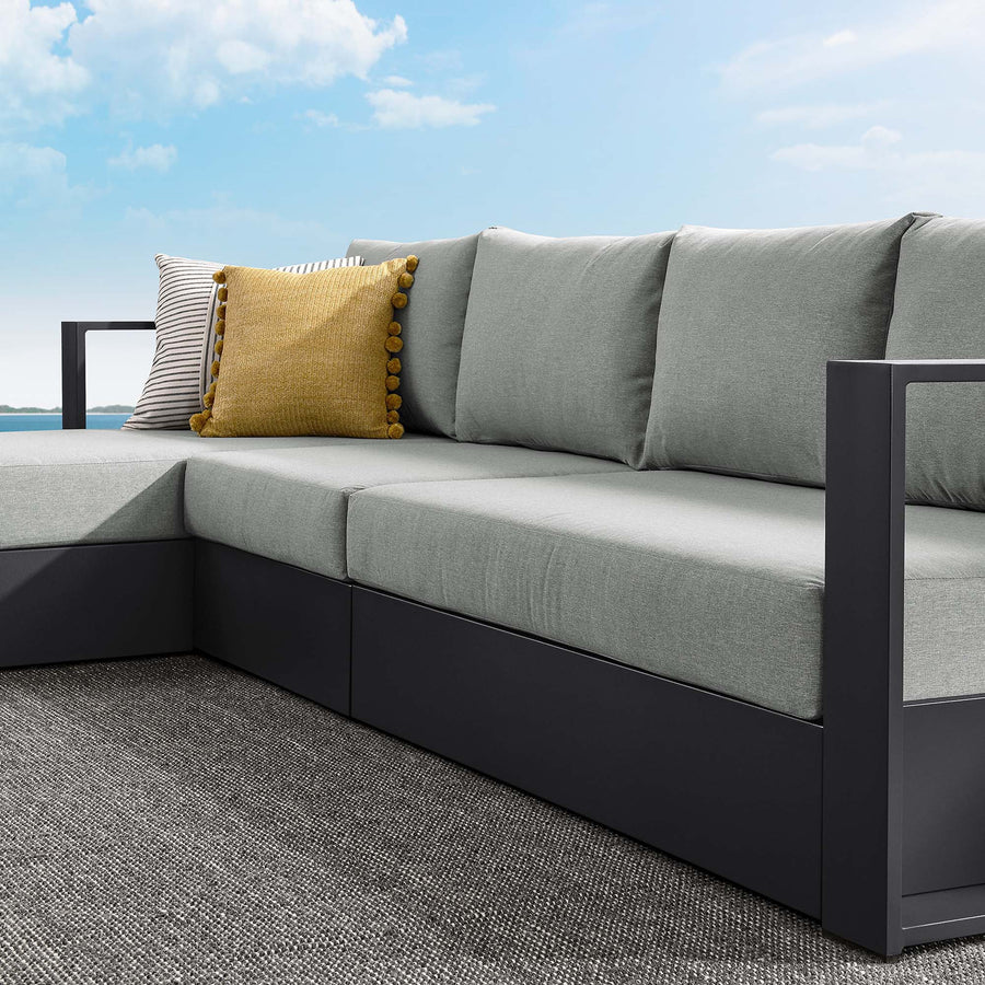 Aspen 3-Piece Outdoor Patio Powder-Coated Aluminum Left-Facing Chaise Sectional Sofa Set in Gray Gray