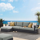 Aspen 3-Piece Outdoor Patio Powder-Coated Aluminum Left-Facing Chaise Sectional Sofa Set in Gray Gray