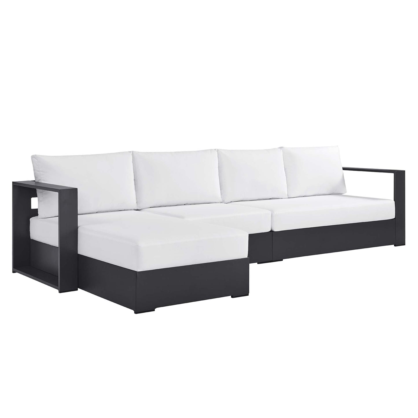 Tahoe 3-Piece Outdoor Patio Powder-Coated Aluminum Left-Facing Chaise Sectional Sofa Set by Furniture For America