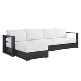 Aspen 3-Piece Outdoor Patio Powder-Coated Aluminum Left-Facing Chaise Sectional Sofa Set in Gray White