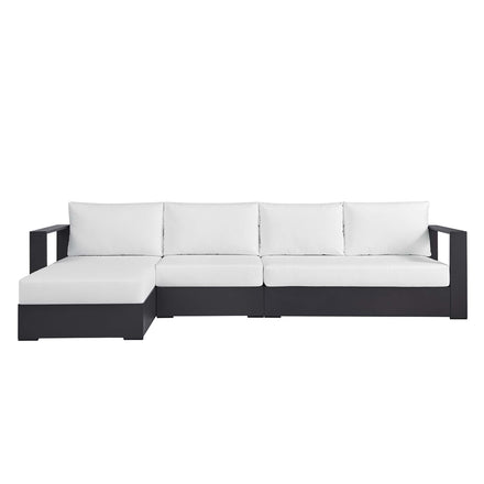 Tahoe 3-Piece Outdoor Patio Powder-Coated Aluminum Left-Facing Chaise Sectional Sofa Set in Gray White