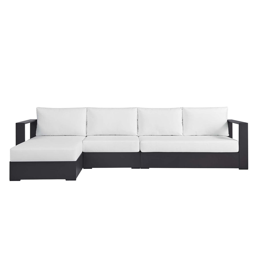Aspen 3-Piece Outdoor Patio Powder-Coated Aluminum Left-Facing Chaise Sectional Sofa Set in Gray White