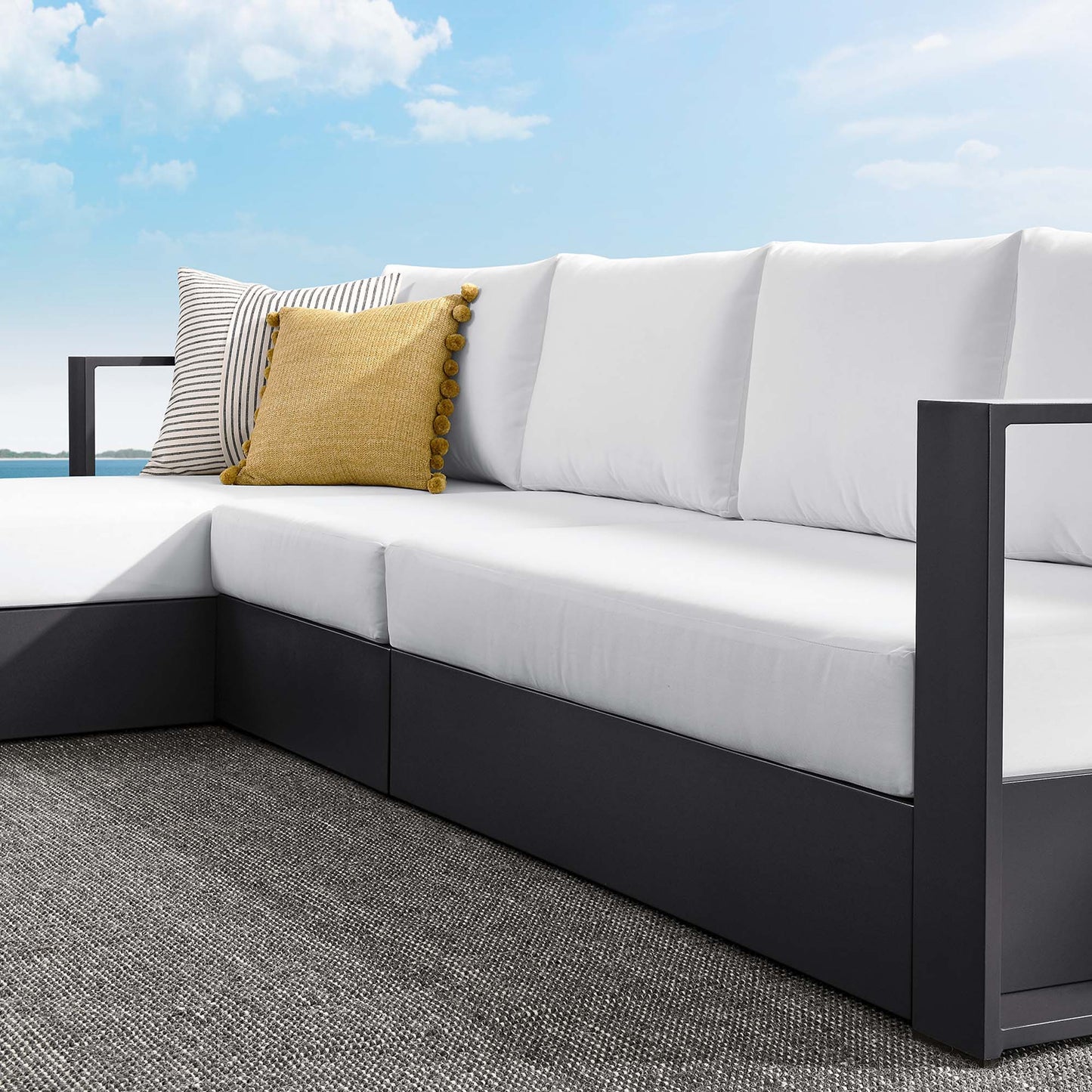 Tahoe 3-Piece Outdoor Patio Powder-Coated Aluminum Left-Facing Chaise Sectional Sofa Set by Furniture For America