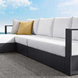 Aspen 3-Piece Outdoor Patio Powder-Coated Aluminum Left-Facing Chaise Sectional Sofa Set in Gray White