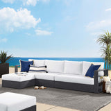 Aspen 3-Piece Outdoor Patio Powder-Coated Aluminum Left-Facing Chaise Sectional Sofa Set in Gray White