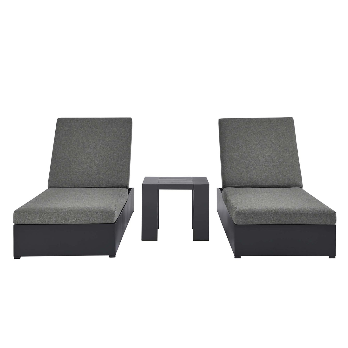Tahoe 3-Piece Outdoor Patio Powder-Coated Aluminum Chaise Lounge Set by Furniture For America