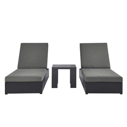 Tahoe 3-Piece Outdoor Patio Powder-Coated Aluminum Chaise Lounge Set by Furniture For America