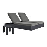 Aspen 3-Piece Outdoor Patio Powder-Coated Aluminum Chaise Lounge Set in Gray Charcoal