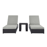 Aspen 3-Piece Outdoor Patio Powder-Coated Aluminum Chaise Lounge Set in Gray Gray