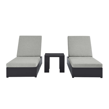 Tahoe 3-Piece Outdoor Patio Powder-Coated Aluminum Chaise Lounge Set by Furniture For America