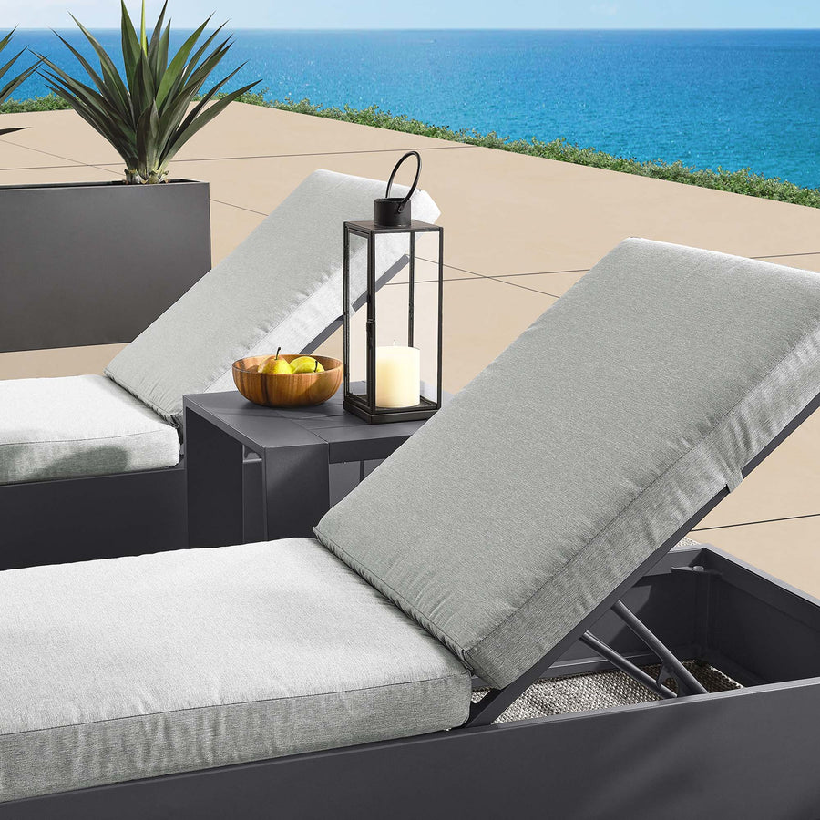 Aspen 3-Piece Outdoor Patio Powder-Coated Aluminum Chaise Lounge Set in Gray Gray