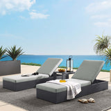 Aspen 3-Piece Outdoor Patio Powder-Coated Aluminum Chaise Lounge Set in Gray Gray